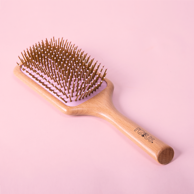 Produktbild för Wooden hairbrush Pink