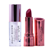 Makeup Revolution Satin Kiss Lipstick ”Ruby Red” & Pout Bomb Gloss ”Glaze”