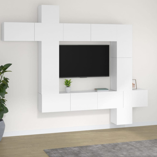 vidaXL Tv-skåp 9 delar vit konstruerat trä