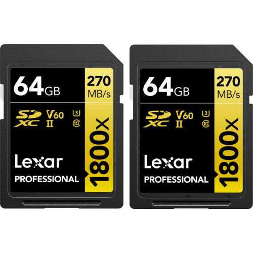 LEXAR Lexar SDXC Pro 1800x U3 UHS-II R280/W210 (V60) 64GB - 2pack