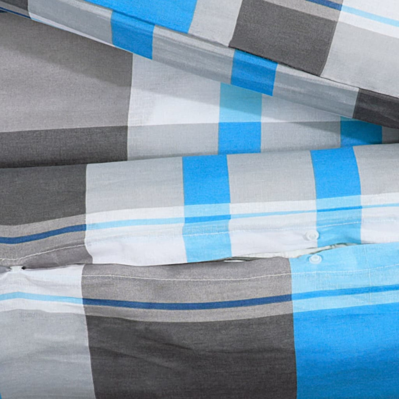 Produktbild för Bäddset blå och grå 200x200 cm bomull