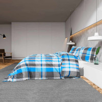 Produktbild för Bäddset blå och grå 260x240 cm bomull