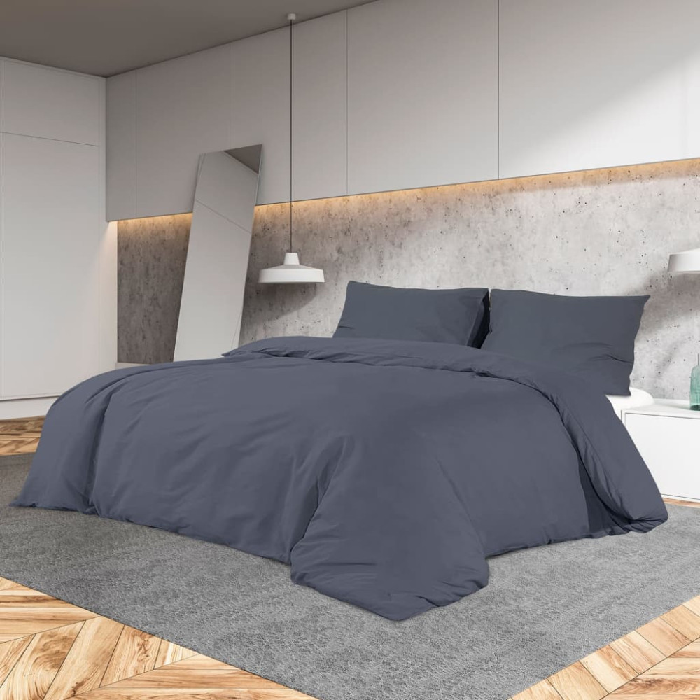 Produktbild för Bäddset antracit 135x200 cm bomull