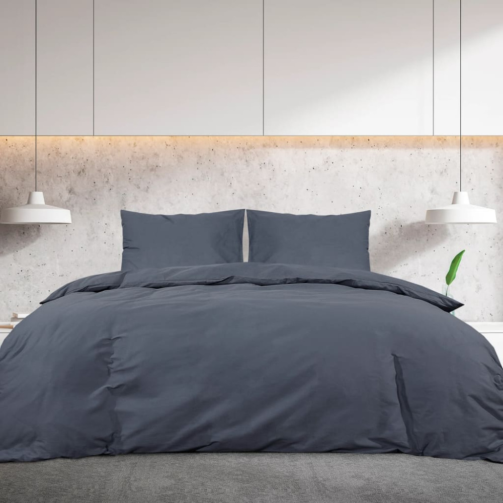 Produktbild för Bäddset antracit 135x200 cm bomull