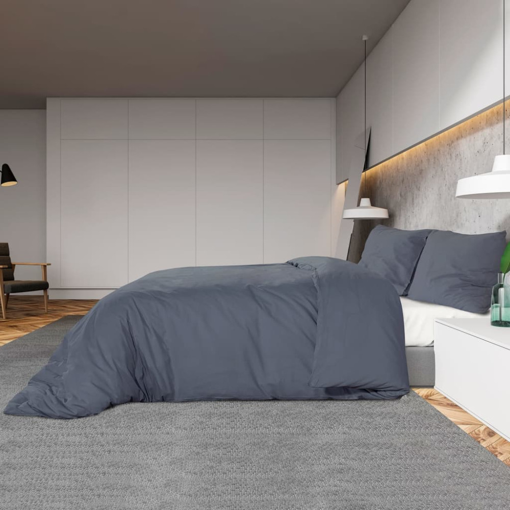 Produktbild för Bäddset antracit 135x200 cm bomull