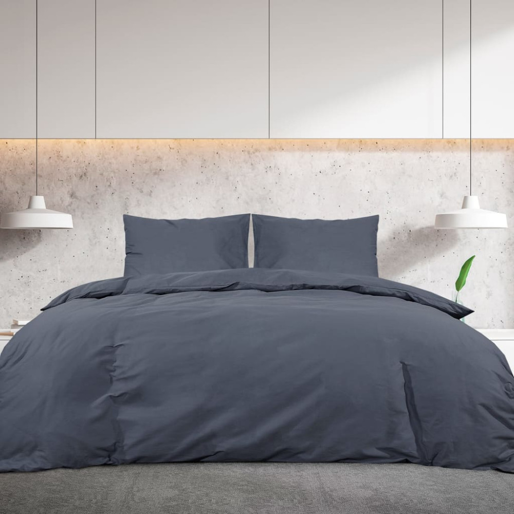 Produktbild för Bäddset antracit 155x220 cm bomull