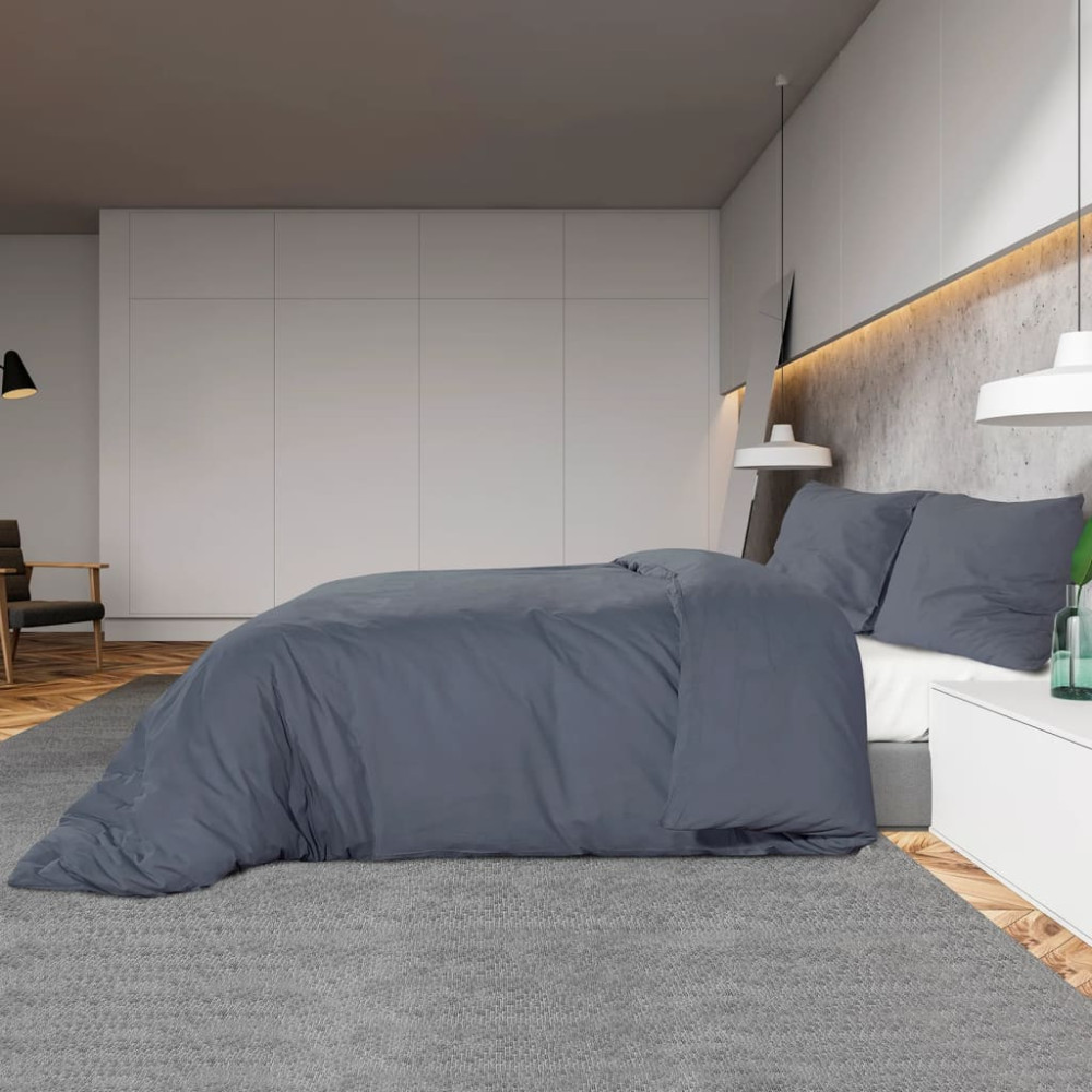 Produktbild för Bäddset antracit 155x220 cm bomull