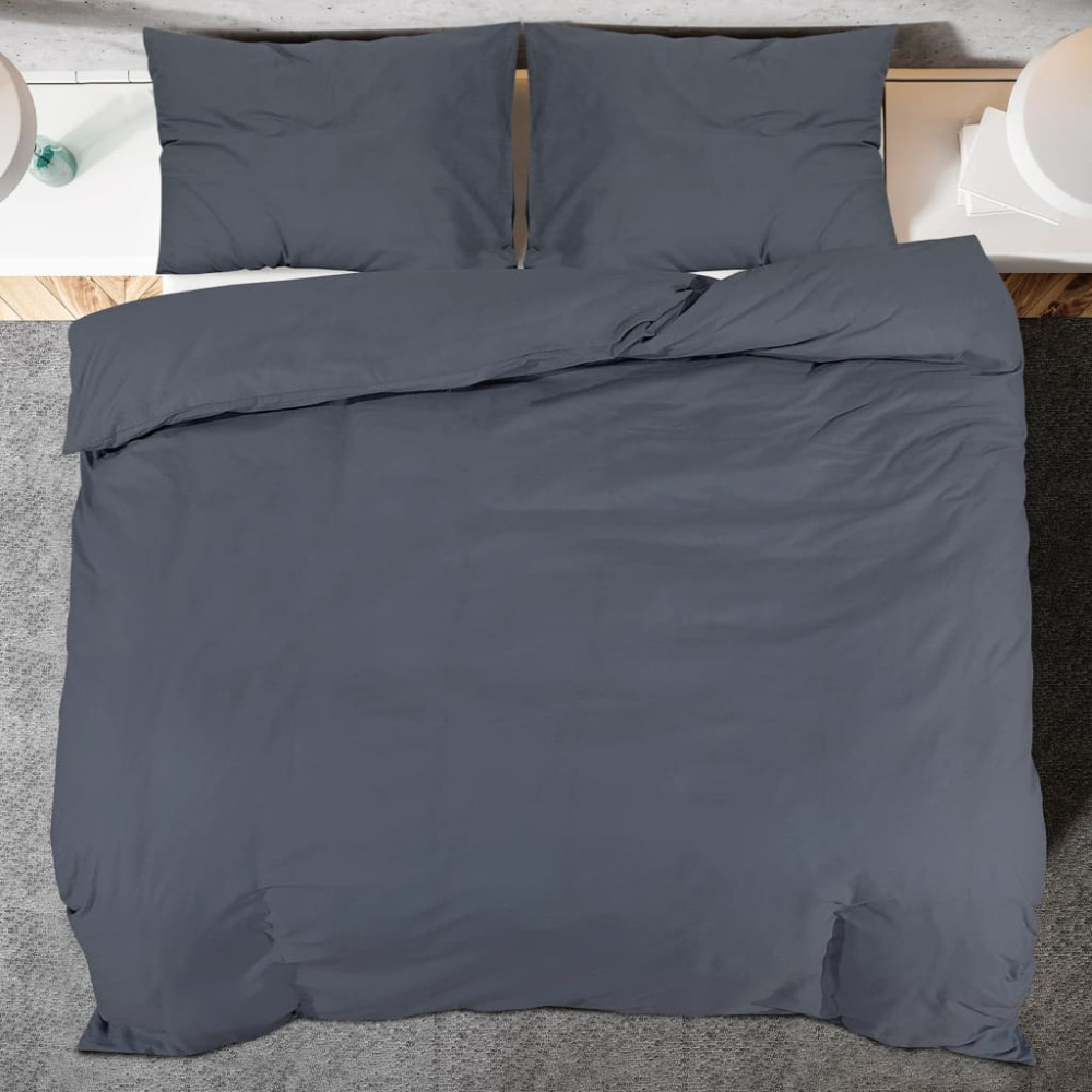 Produktbild för Bäddset antracit 155x220 cm bomull
