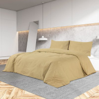 Produktbild för Bäddset taupe 140x200 cm bomull