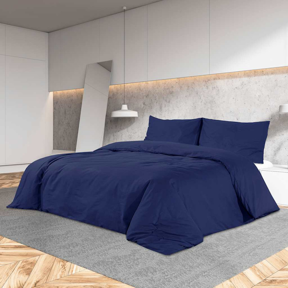 Produktbild för Bäddset marinblå 200x200 cm bomull