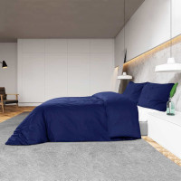 Produktbild för Bäddset marinblå 200x200 cm bomull