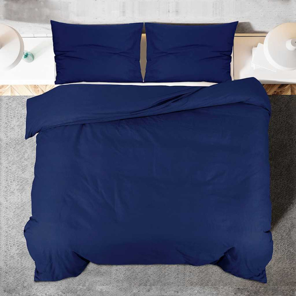 Produktbild för Bäddset marinblå 200x200 cm bomull