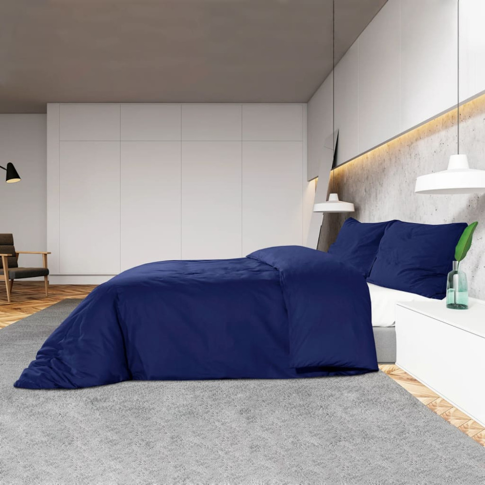 Produktbild för Bäddset marinblå 225x220 cm bomull