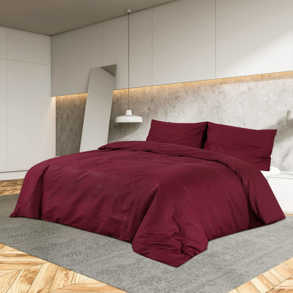 Produktbild för Bäddset vinröd 225x220 cm bomull