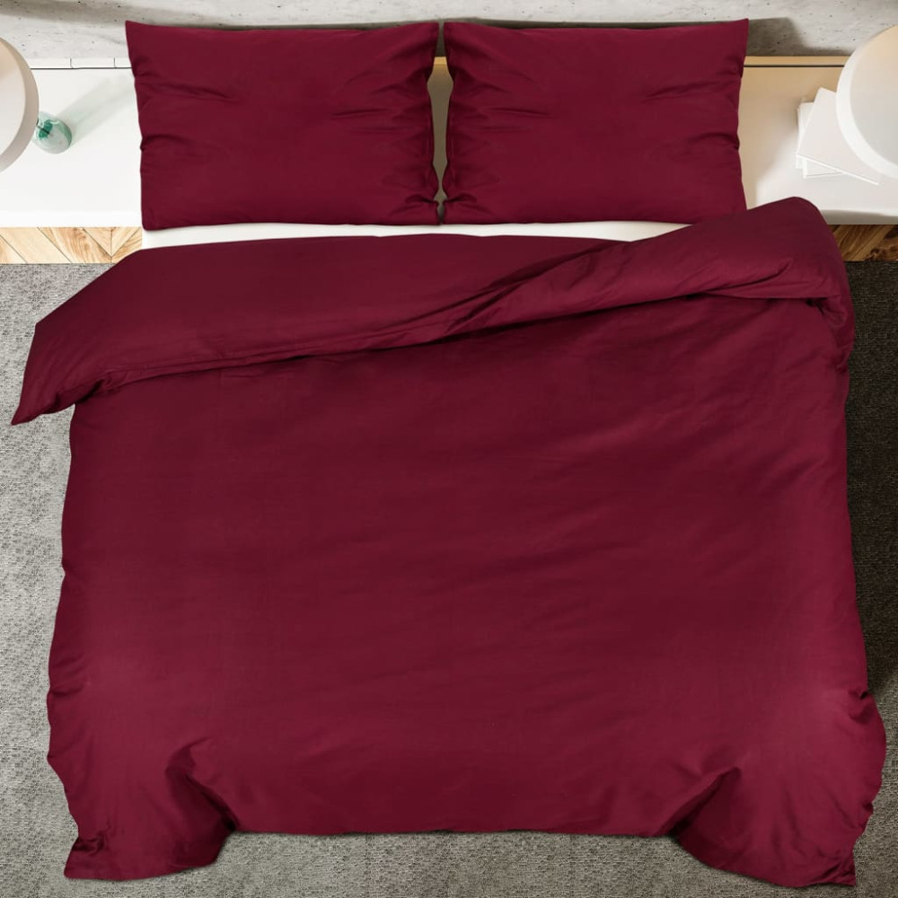 Produktbild för Bäddset vinröd 225x220 cm bomull
