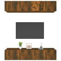 Produktbild för Tv-skåp 4 delar rökfärgad ek 80x30x30 cm konstruerat trä