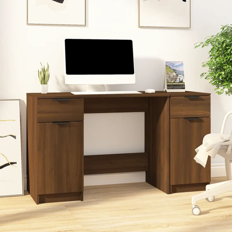 Produktbild för Skrivbord med hurts Brun ek konstruerat trä