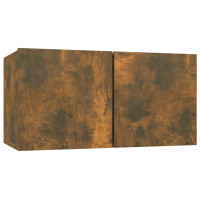 Produktbild för Tv-bänk 8 delar rökfärgad ek 60x30x30 cm konstruerat trä