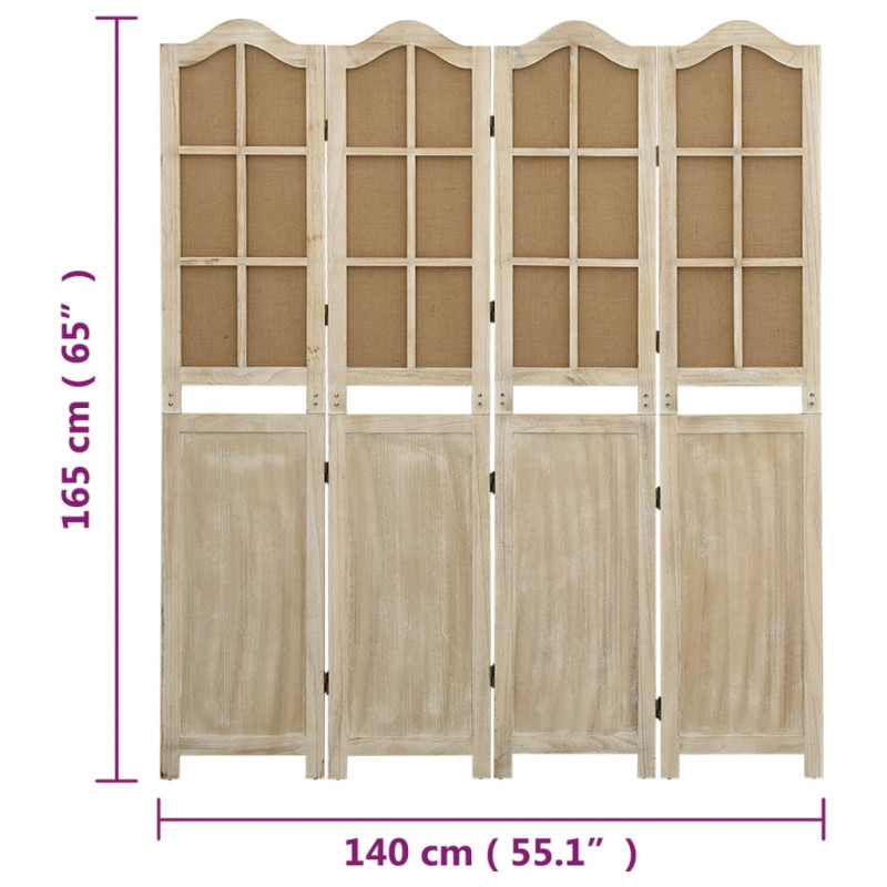 Produktbild för Rumsavdelare 4 paneler brun 140x165 cm tyg