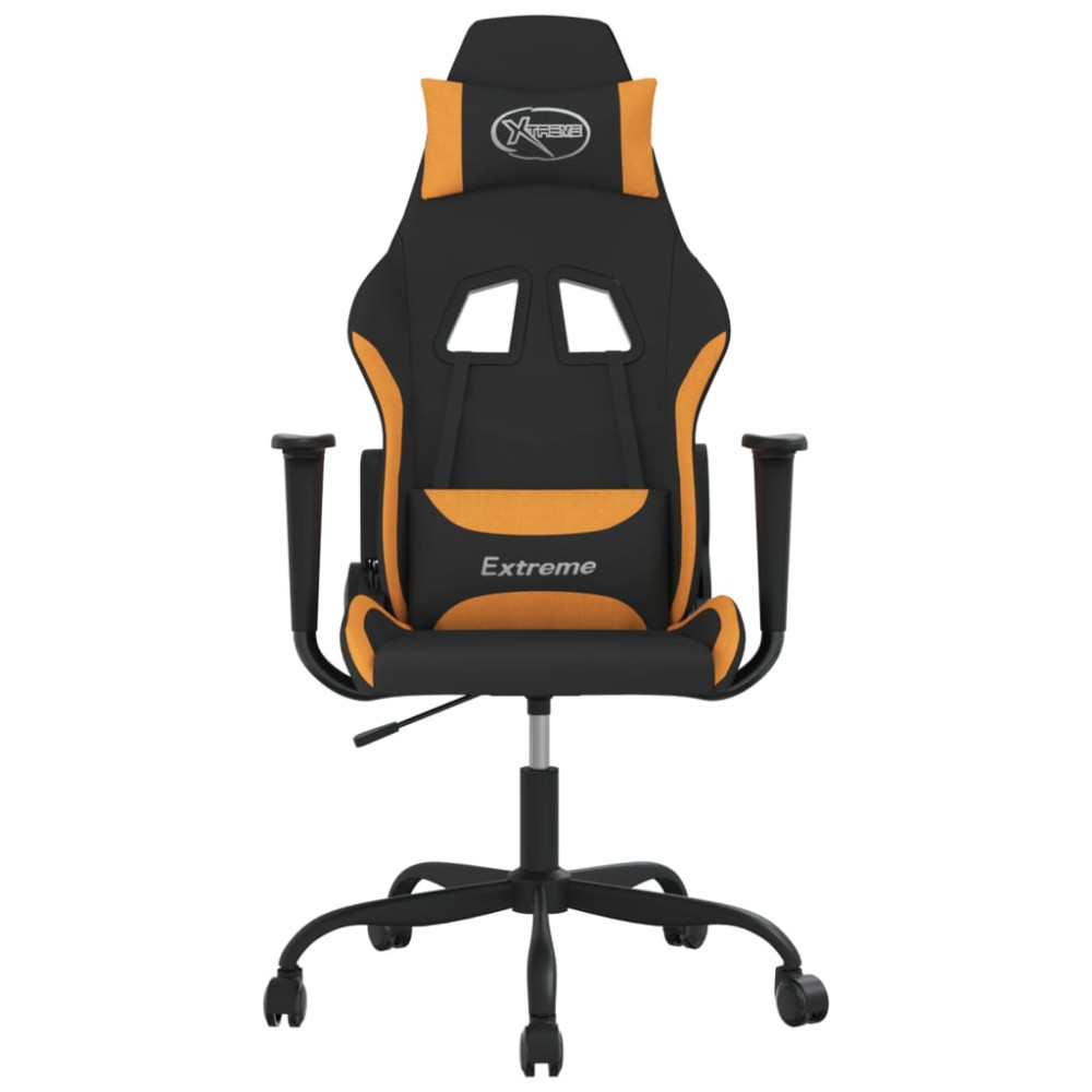 Produktbild för Gamingstol med massage svart och orange tyg