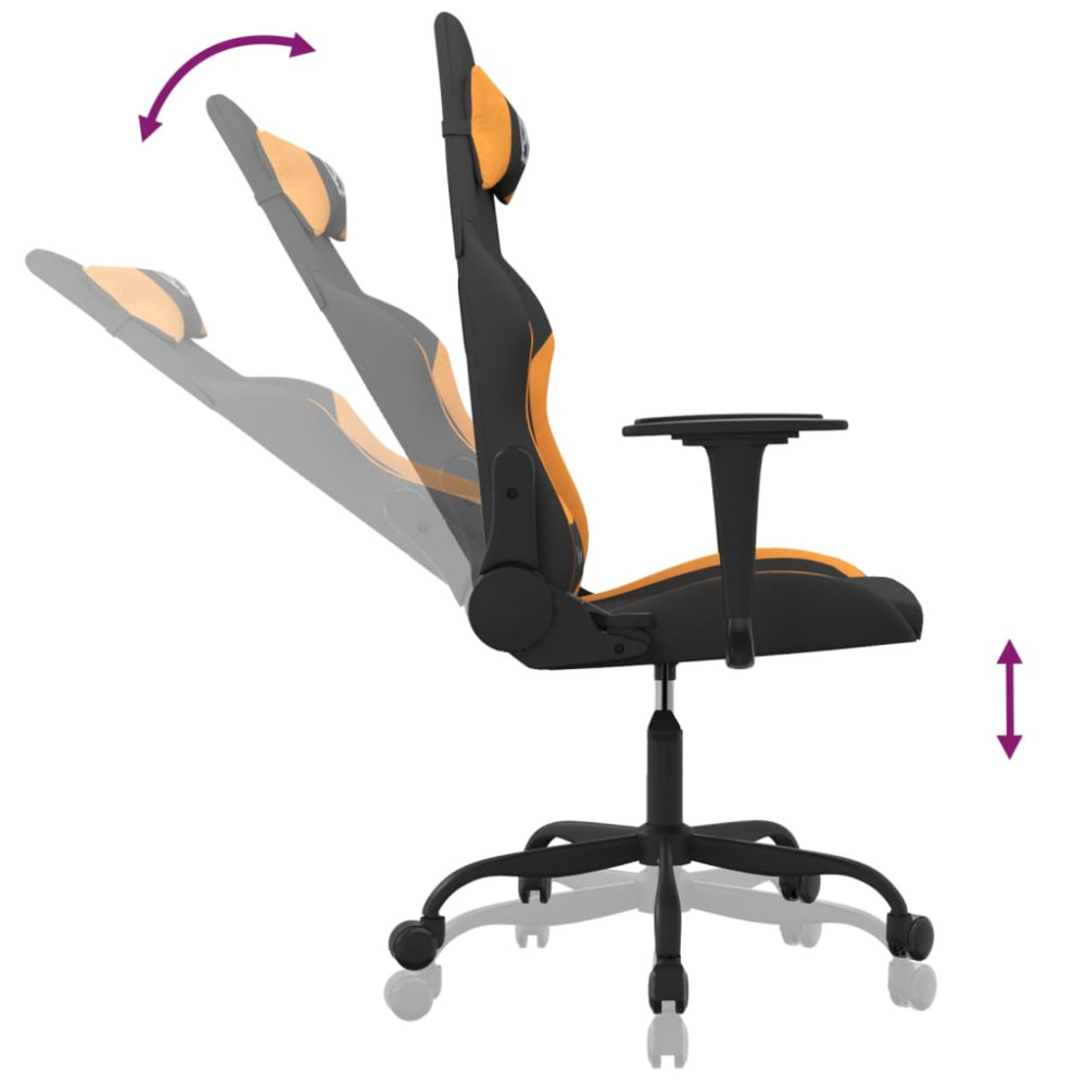 Produktbild för Gamingstol med massage svart och orange tyg