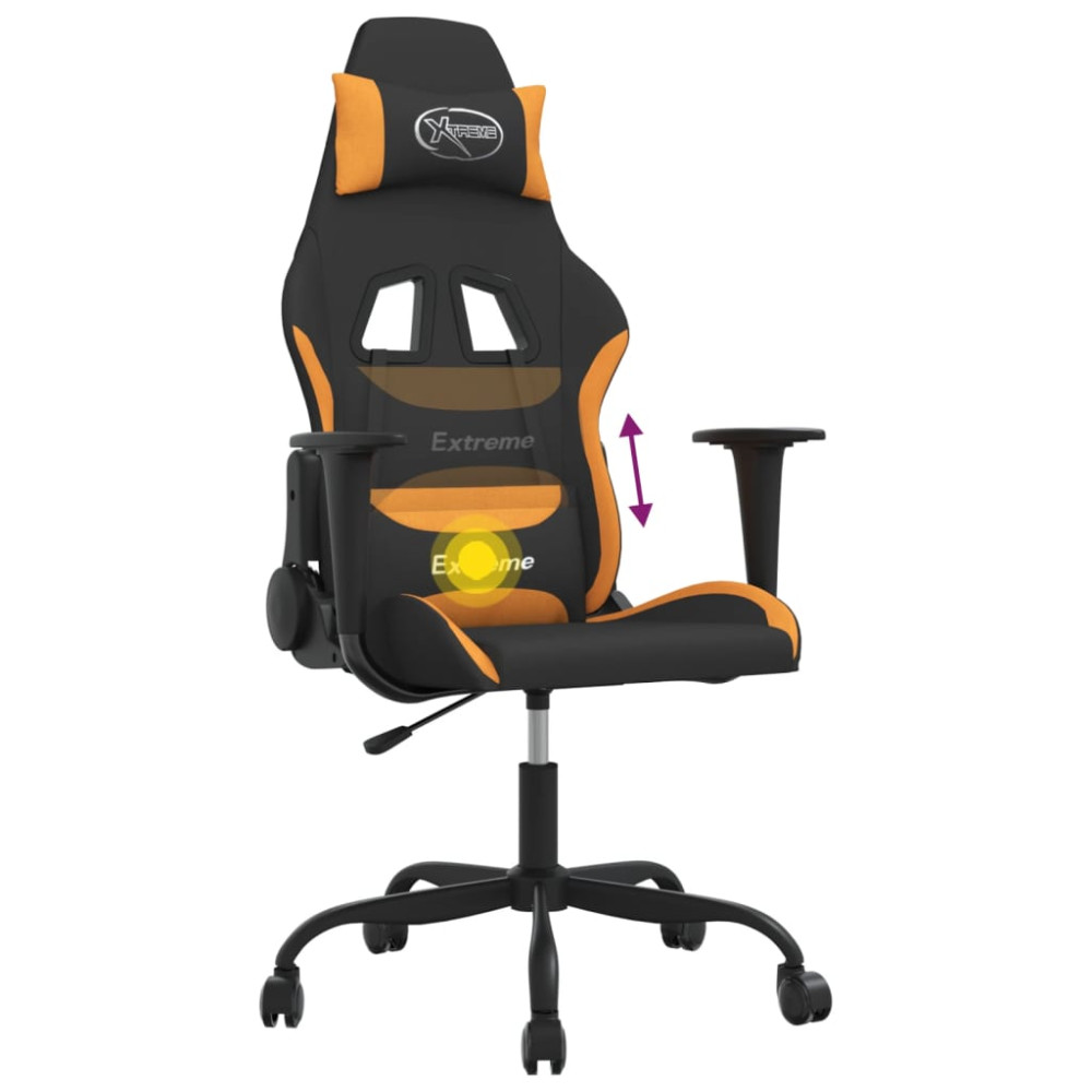Produktbild för Gamingstol med massage svart och orange tyg
