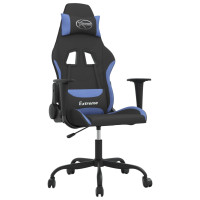 Produktbild för Gamingstol med massage svart och blå tyg
