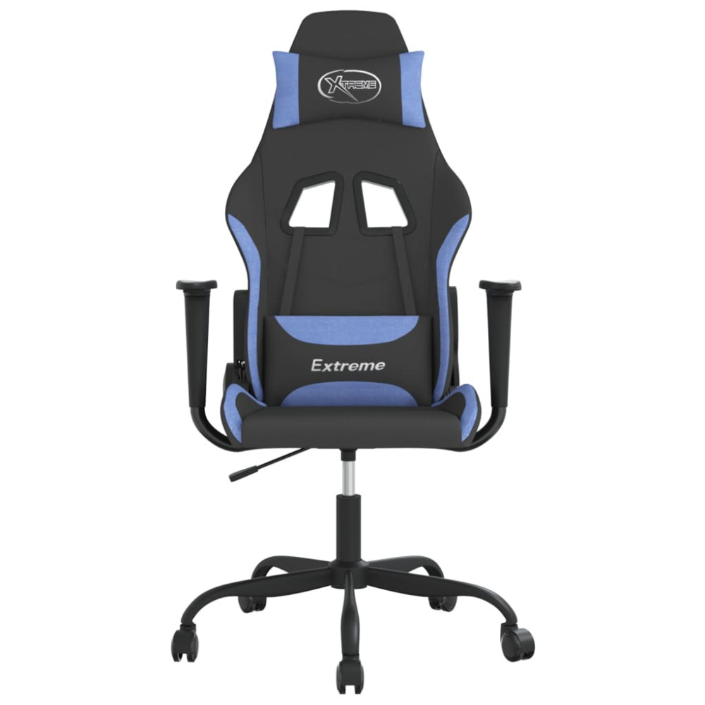 Produktbild för Gamingstol med massage svart och blå tyg