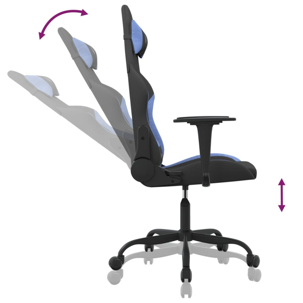 Produktbild för Gamingstol med massage svart och blå tyg
