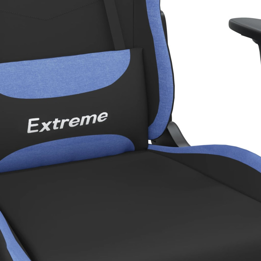 Produktbild för Gamingstol med massage svart och blå tyg