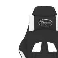 Produktbild för Gamingstol med massage svart och vit tyg