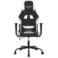 Produktbild för Gamingstol med massage svart och vit tyg