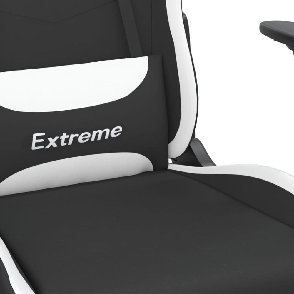 Produktbild för Gamingstol med massage svart och vit tyg