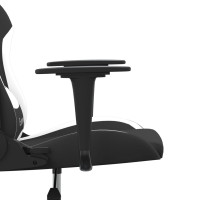 Produktbild för Gamingstol med massage svart och vit tyg