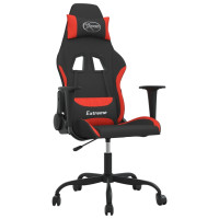 Produktbild för Gamingstol med massage svart och röd tyg