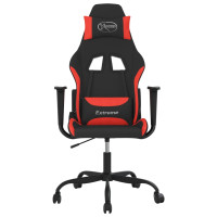 Produktbild för Gamingstol med massage svart och röd tyg