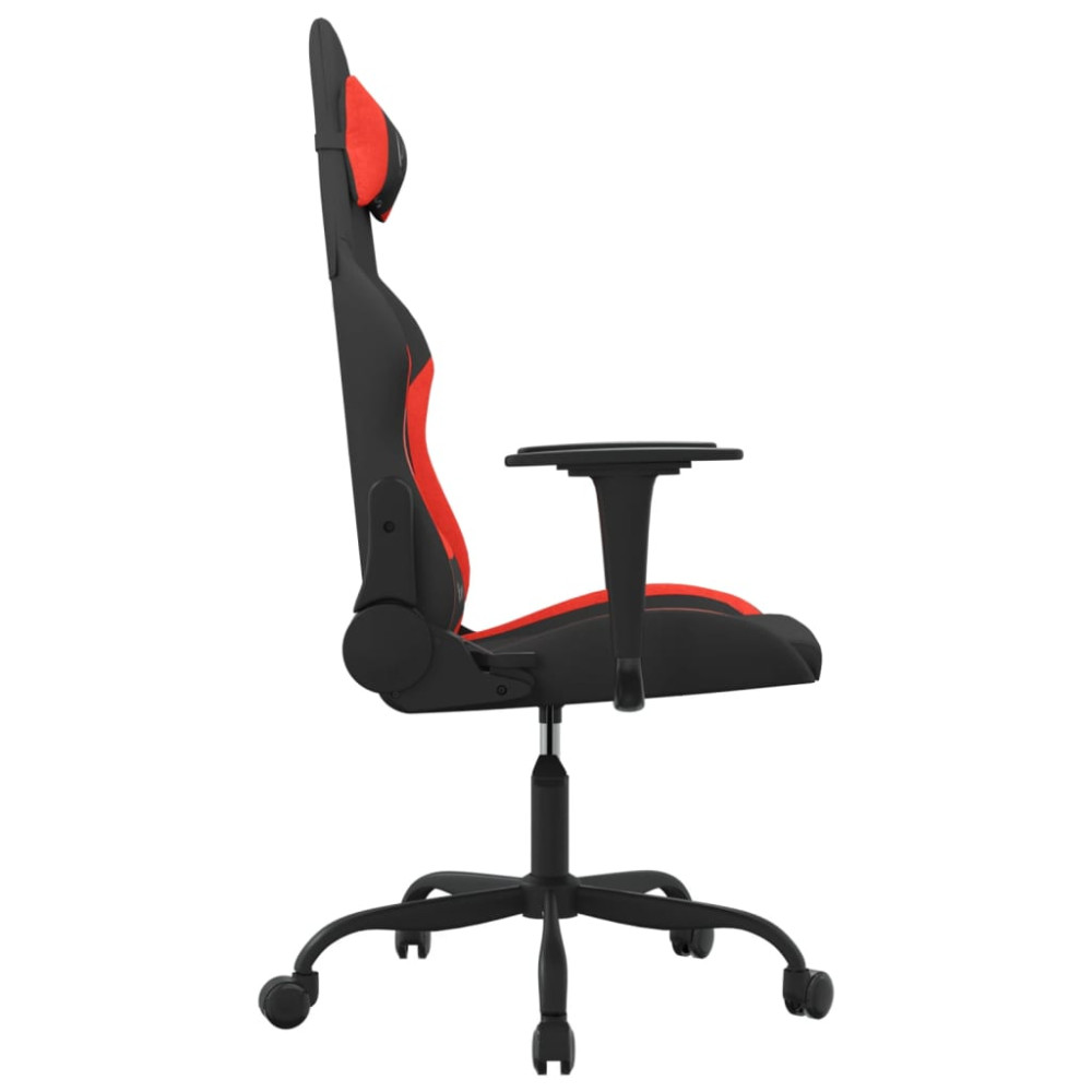 Produktbild för Gamingstol med massage svart och röd tyg