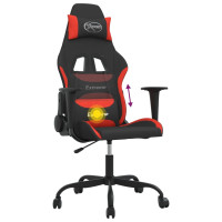 Produktbild för Gamingstol med massage svart och röd tyg