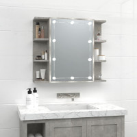 Produktbild för Spegelskåp med LED betonggrå 70x16,5x60 cm