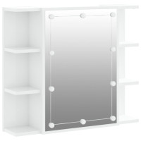 Produktbild för Spegelskåp med LED vit högglans 70x16,5x60 cm