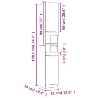 Produktbild för Badrumsskåp betonggrå 32x34x188,5 cm konstruerat trä