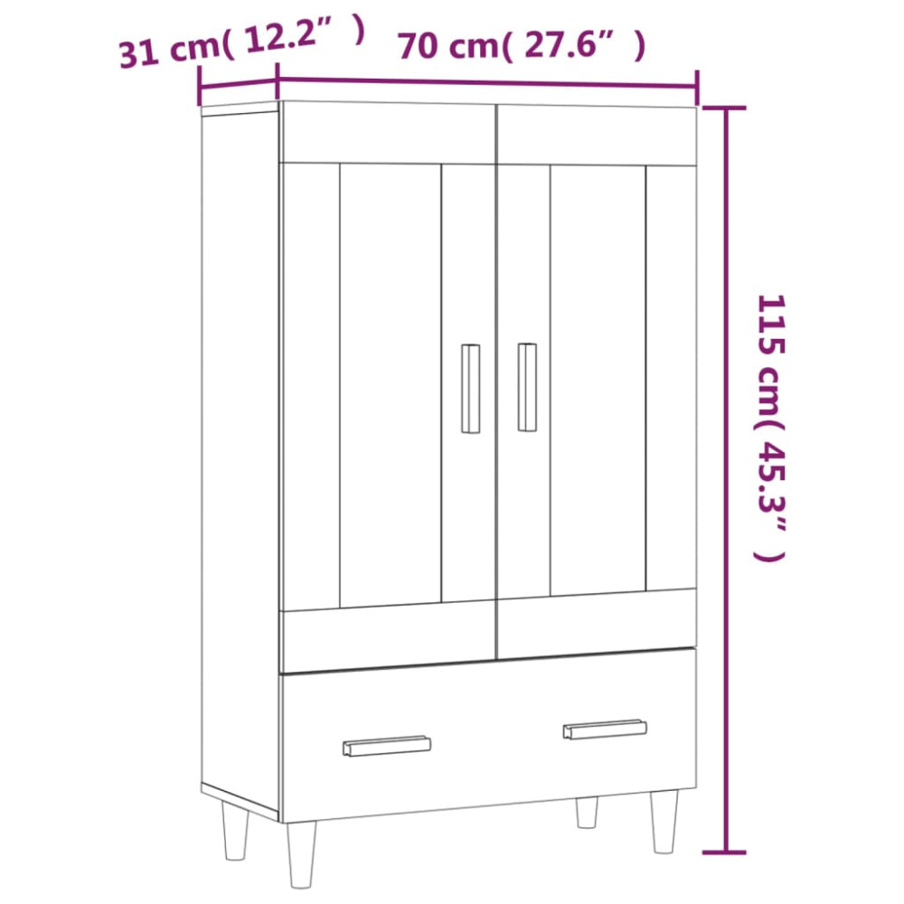 Produktbild för Skänk vit 70x31x115 cm konstruerat trä