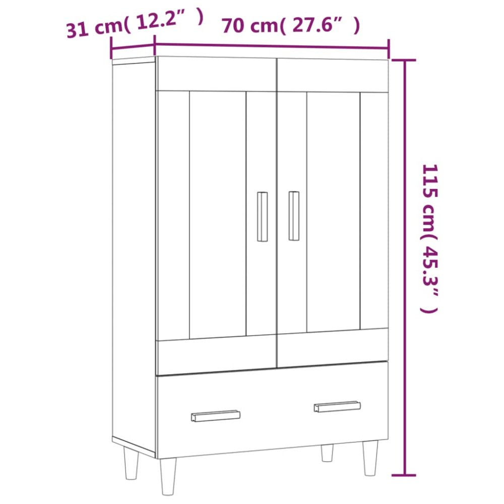 Produktbild för Skåp Sonoma-ek 70x31x115 cm konstruerat trä