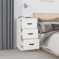 Miniatyr av produktbild för Sängbord vit 40x40x75 cm massivt furuträ