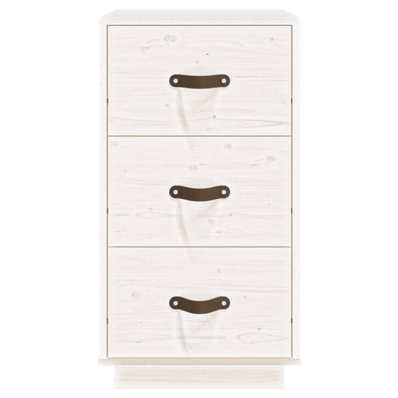 Produktbild för Sängbord vit 40x40x75 cm massivt furuträ