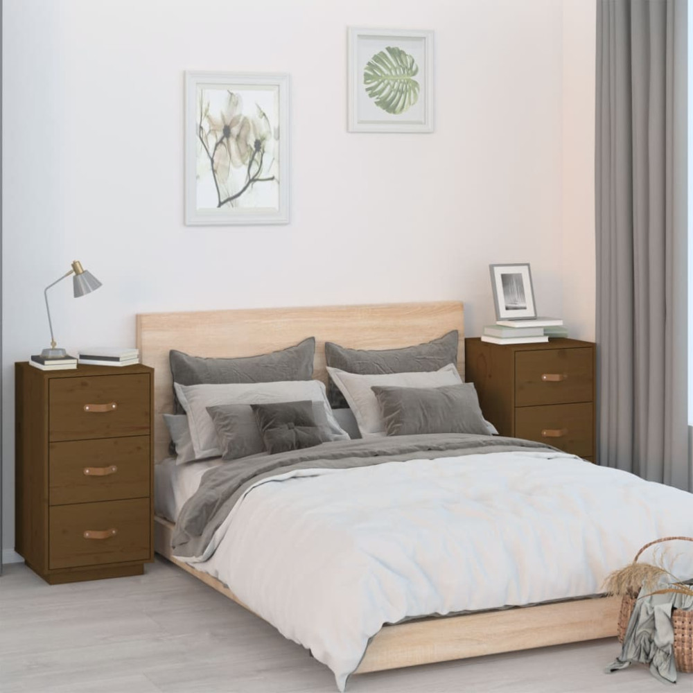 Produktbild för Sängbord 2 st honungsbrun 40x40x75 cm massiv furu