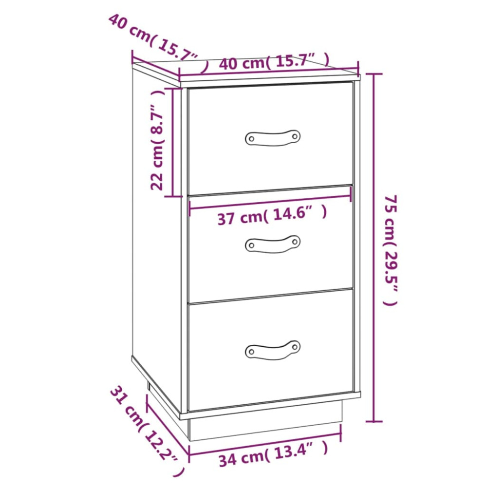 Produktbild för Sängbord 2 st honungsbrun 40x40x75 cm massiv furu