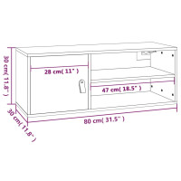 Produktbild för Väggskåp svart 80x30x30 cm massiv furu