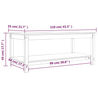 Produktbild för Soffbord vit 110x55x45 cm massiv furu