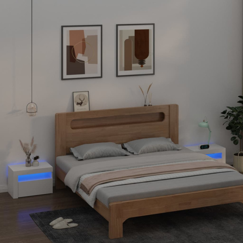 Produktbild för Sängbord med LEDs 2 st vit 60x35x40 cm